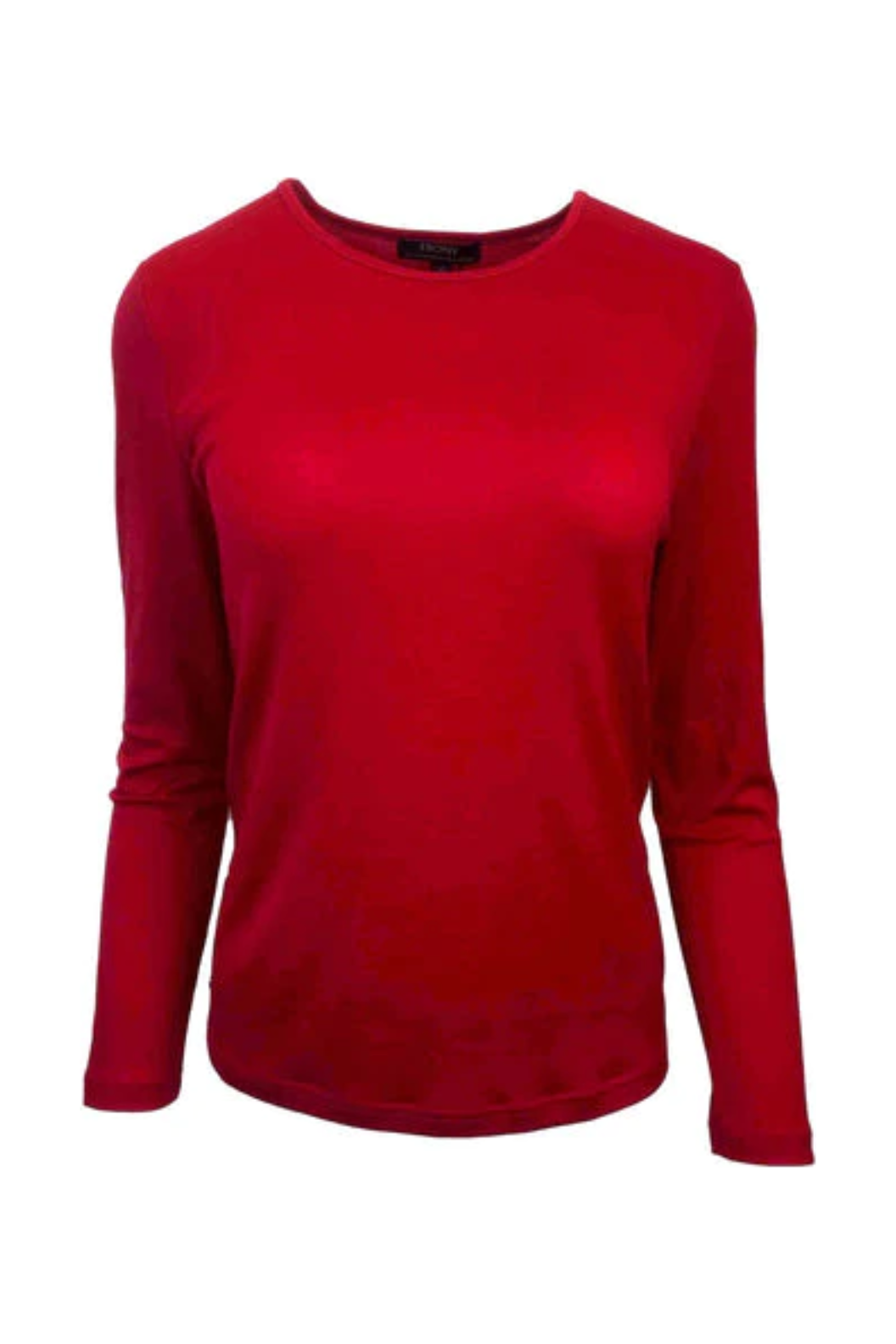 Ebony Merino Long Sleeve Crew Top in Ruby