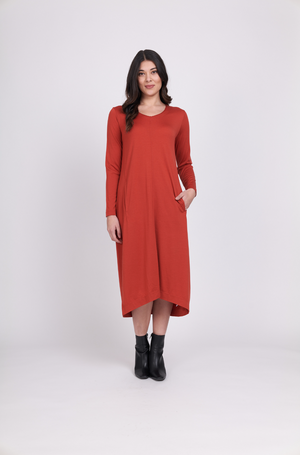 Foil Who Darted Dress in Ginger Merino Wool