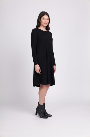 Foil Leia Dress in Black Merino Wool