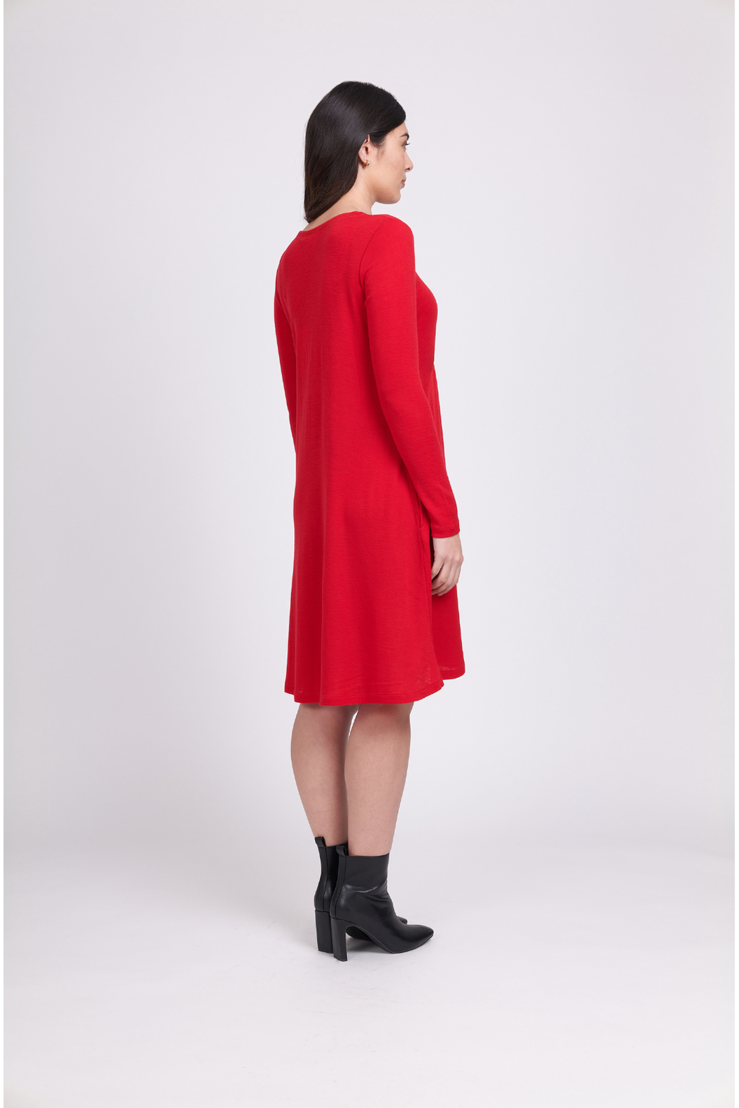 Foil Leia Dress in Red Merino Wool Urban Cachet