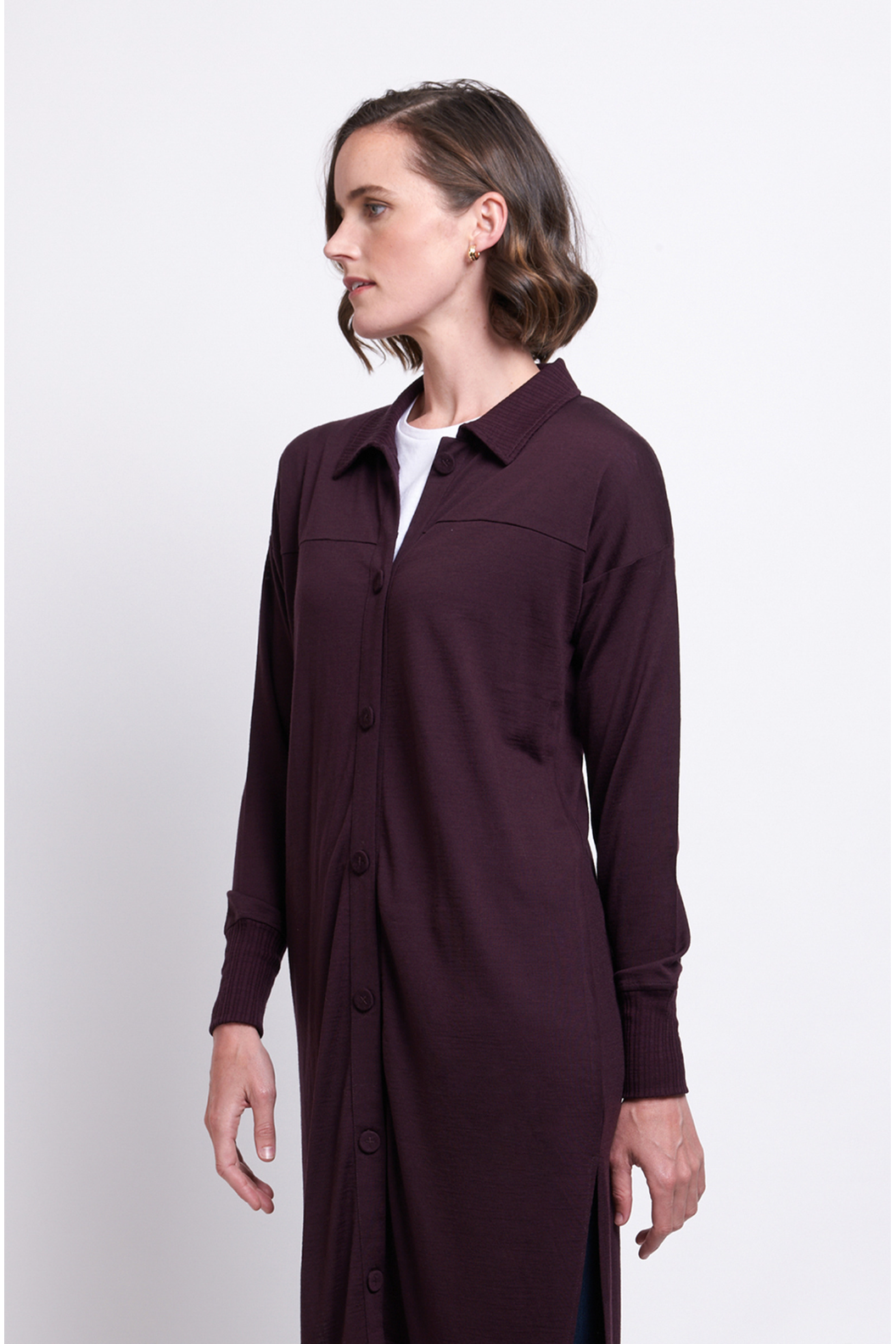 Foil The Maximalist Cardigan in Dark Cherry Marl Merino Wool