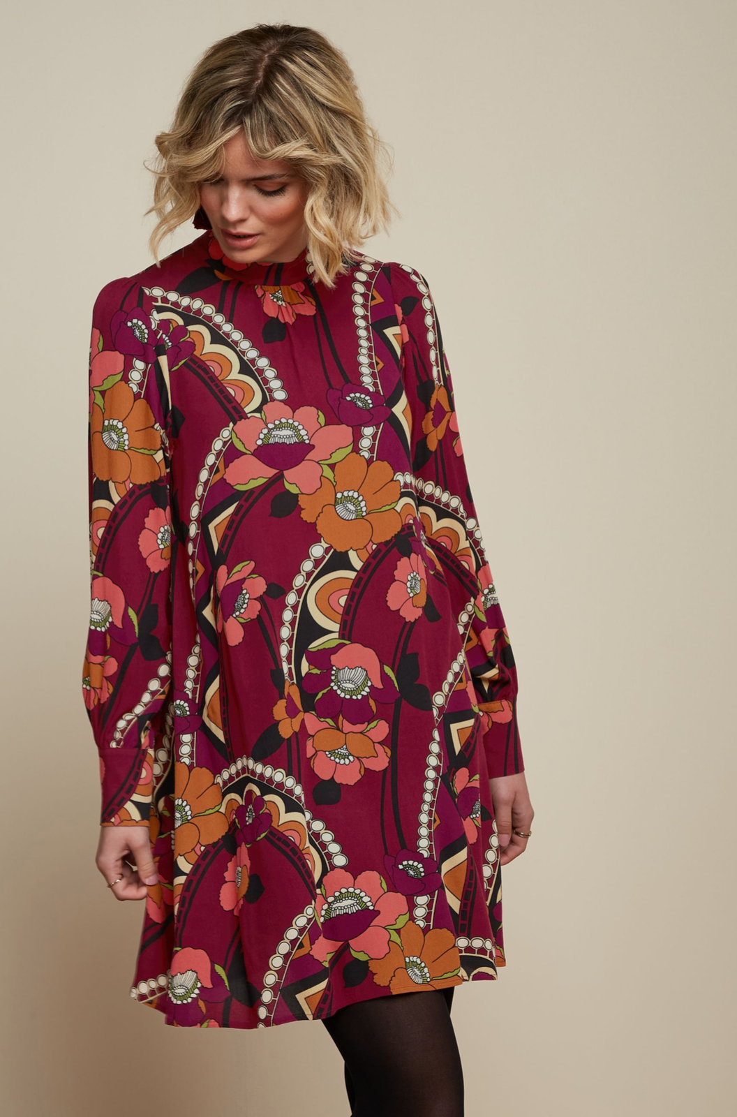 King Louie Sandy Dress Lovechild in Cabernet Red