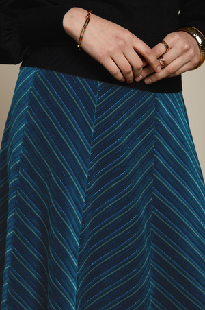 King Louie Juno Midi Skirt Mode Stripe in Lapis Blue