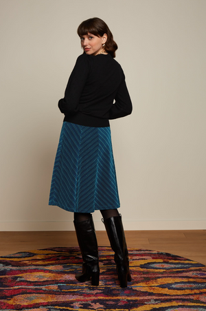 King Louie Juno Midi Skirt Mode Stripe in Lapis Blue