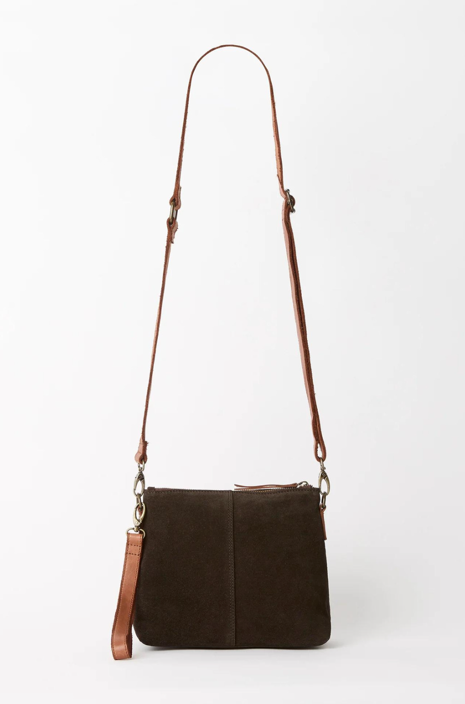 JUJU & Co Suede Essential Leather Pouch in Chocolate