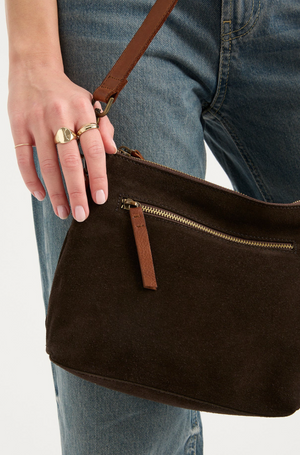 JUJU & Co Suede Essential Leather Pouch in Chocolate
