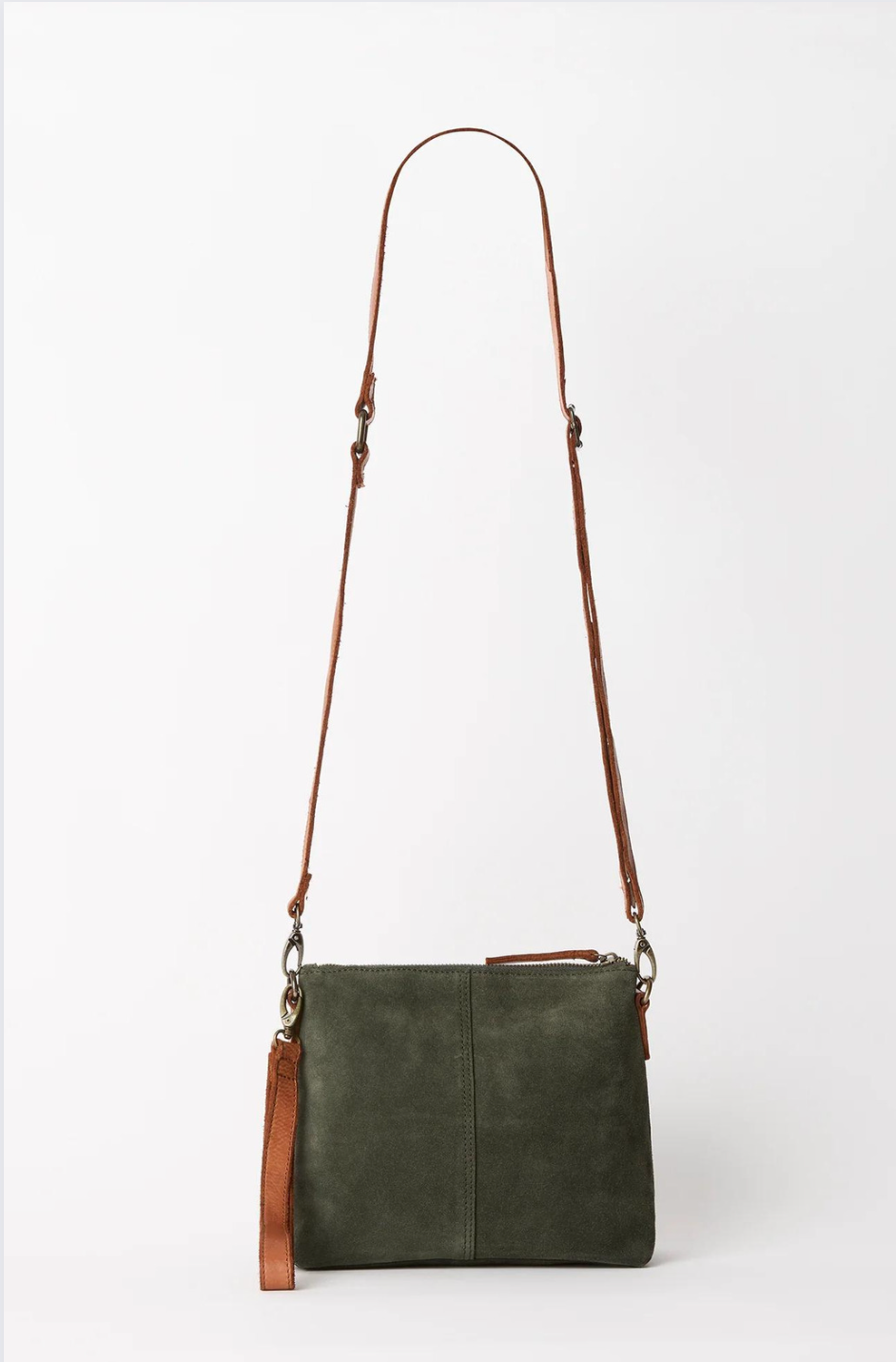 JUJU & Co Suede Essential Leather Pouch in Olive