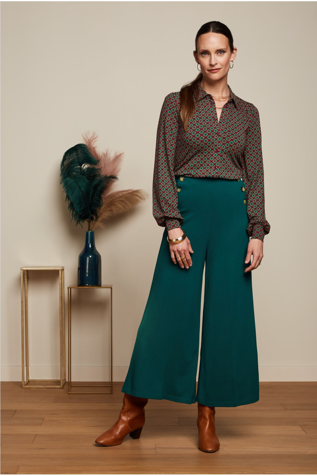 King Louie Pia Culotte Milano Uni Pant in Pine Green