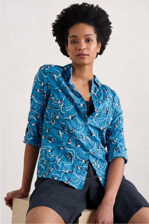 Seasalt Larissa Shirt in River Birds Sailboats