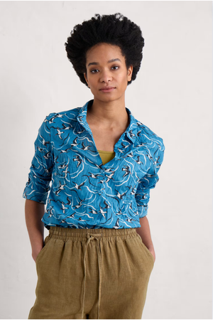 Seasalt Larissa Shirt in River Birds Sailboats