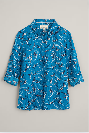 Seasalt Larissa Shirt in River Birds Sailboats