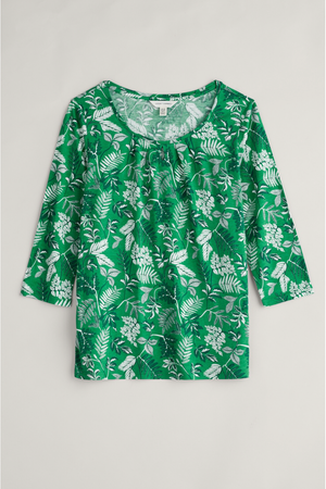 Seasalt Appletree 3/4 Sleeve Top in Fern Sprig Island