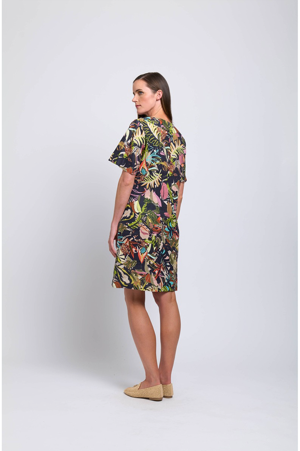 Foil Runaway Linen Dress in Jungle Fever Urban Cachet