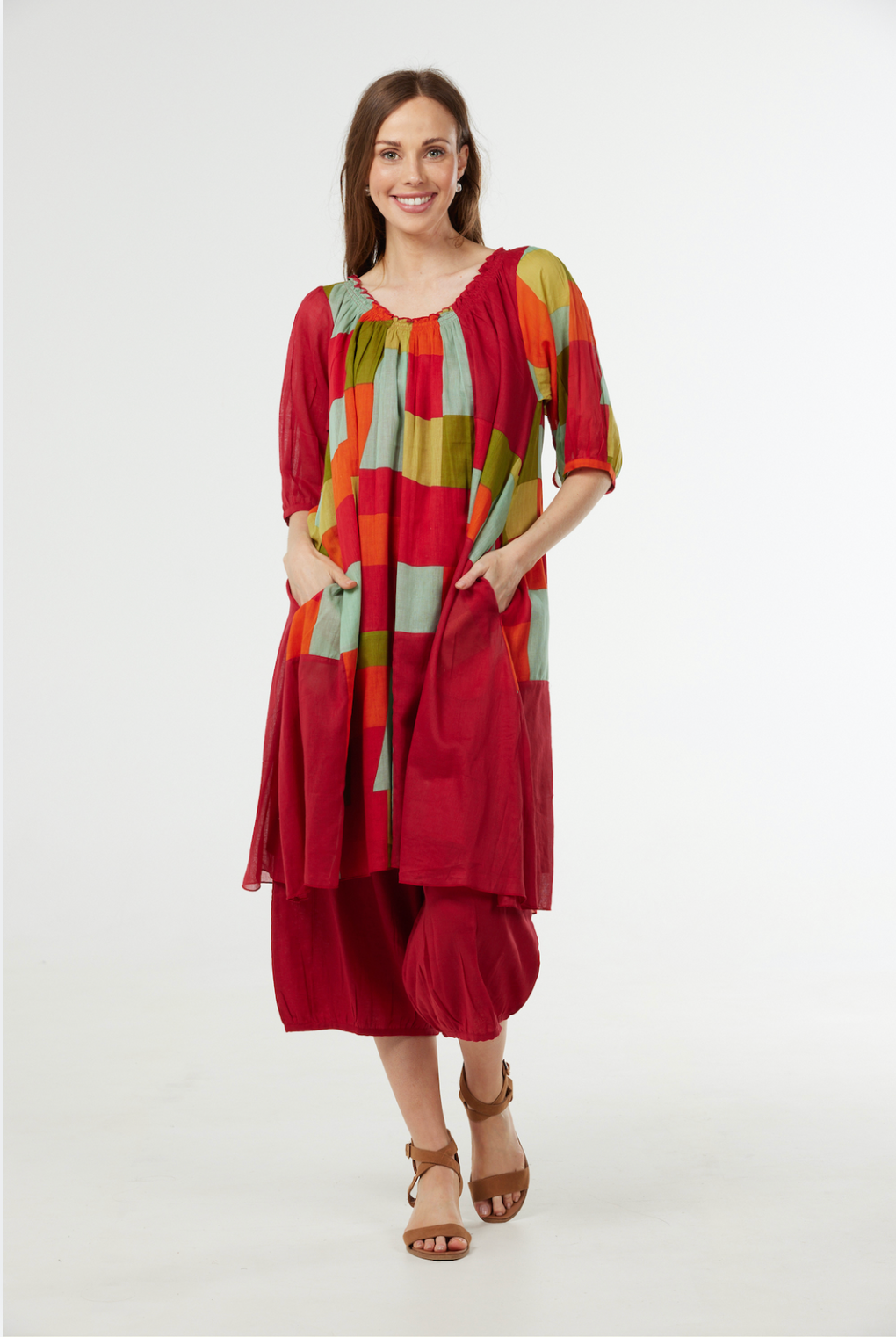 Au Hasard D'un Voyage Cotton Tunic Top in Portofino Print