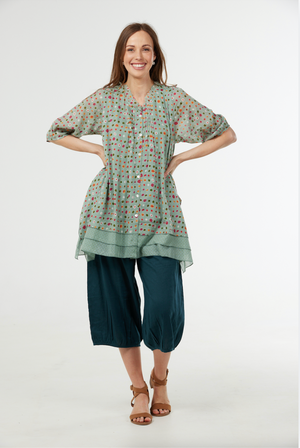 Au Hasard D'un Voyage Cotton Tunic Top in cotton in Genoa Print