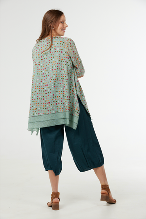 Au Hasard D'un Voyage Cotton Tunic Top in cotton in Genoa Print