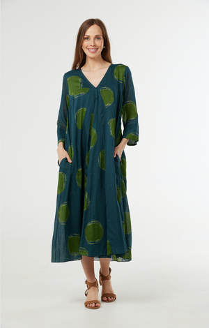 Au Hasard D'un Voyage Cotton Dress in Agean Print