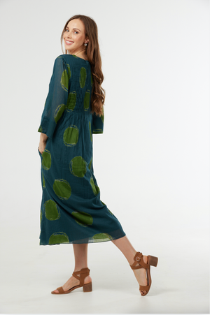 Au Hasard D'un Voyage Cotton Dress in Agean Print