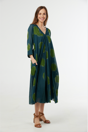 Au Hasard D'un Voyage Cotton Dress in Agean Print