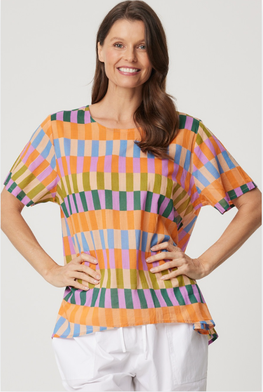 CAKE Zimmi Top in Rainbow Block