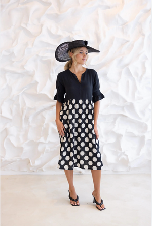 Two-T's Spot Print Dress in Black Natural