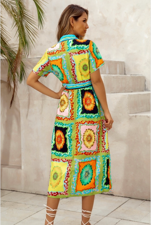 Mutig Fashion Shirtmaker Dress in Multi Print