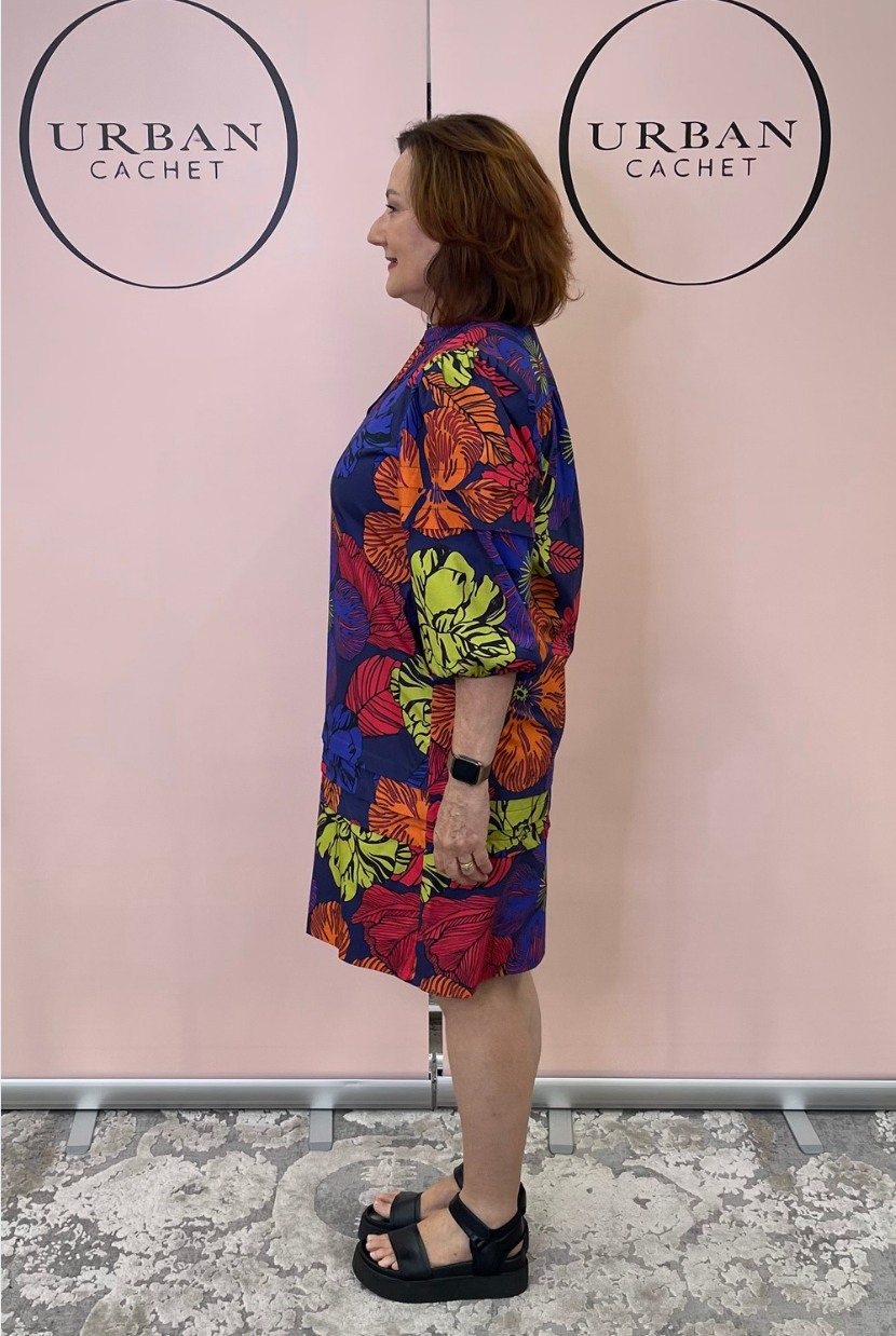 Maude Vivante Freya Cotton Poplin Dress in Midnight Garden