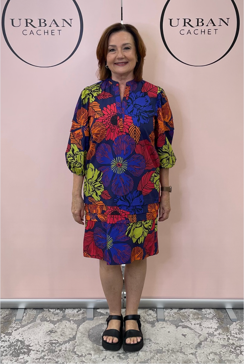 Maude Vivante Freya Cotton Poplin Dress in Midnight Garden