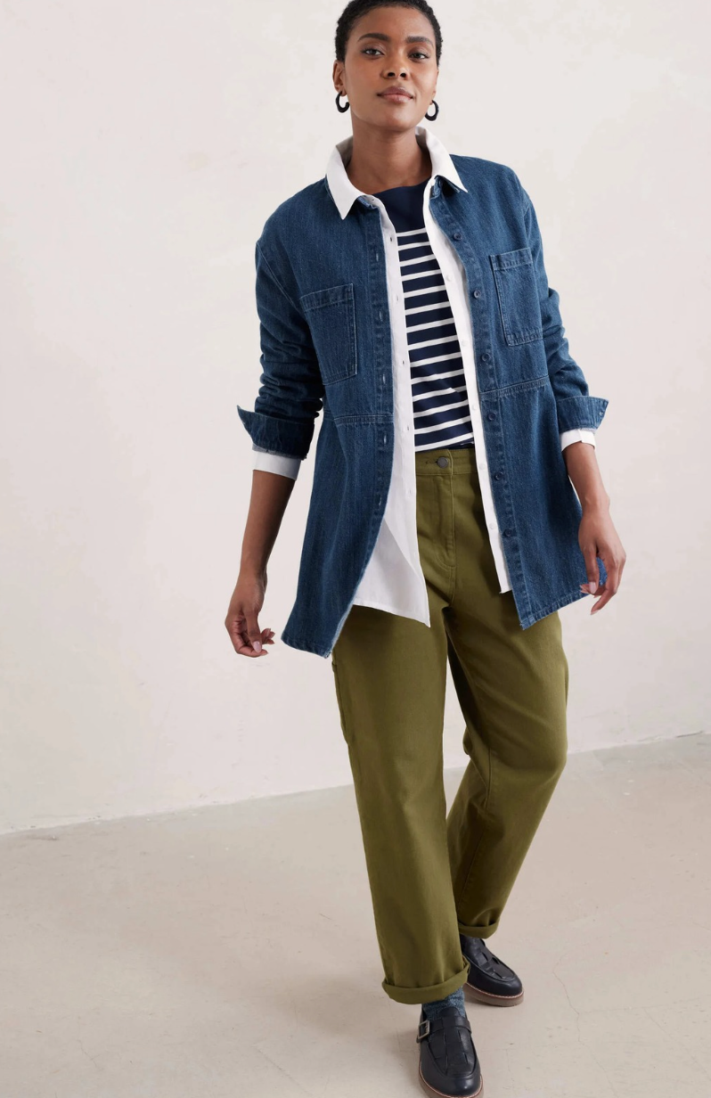 Seasalt Cornwall Starboard Shirt in Mid Wash Rain Slub