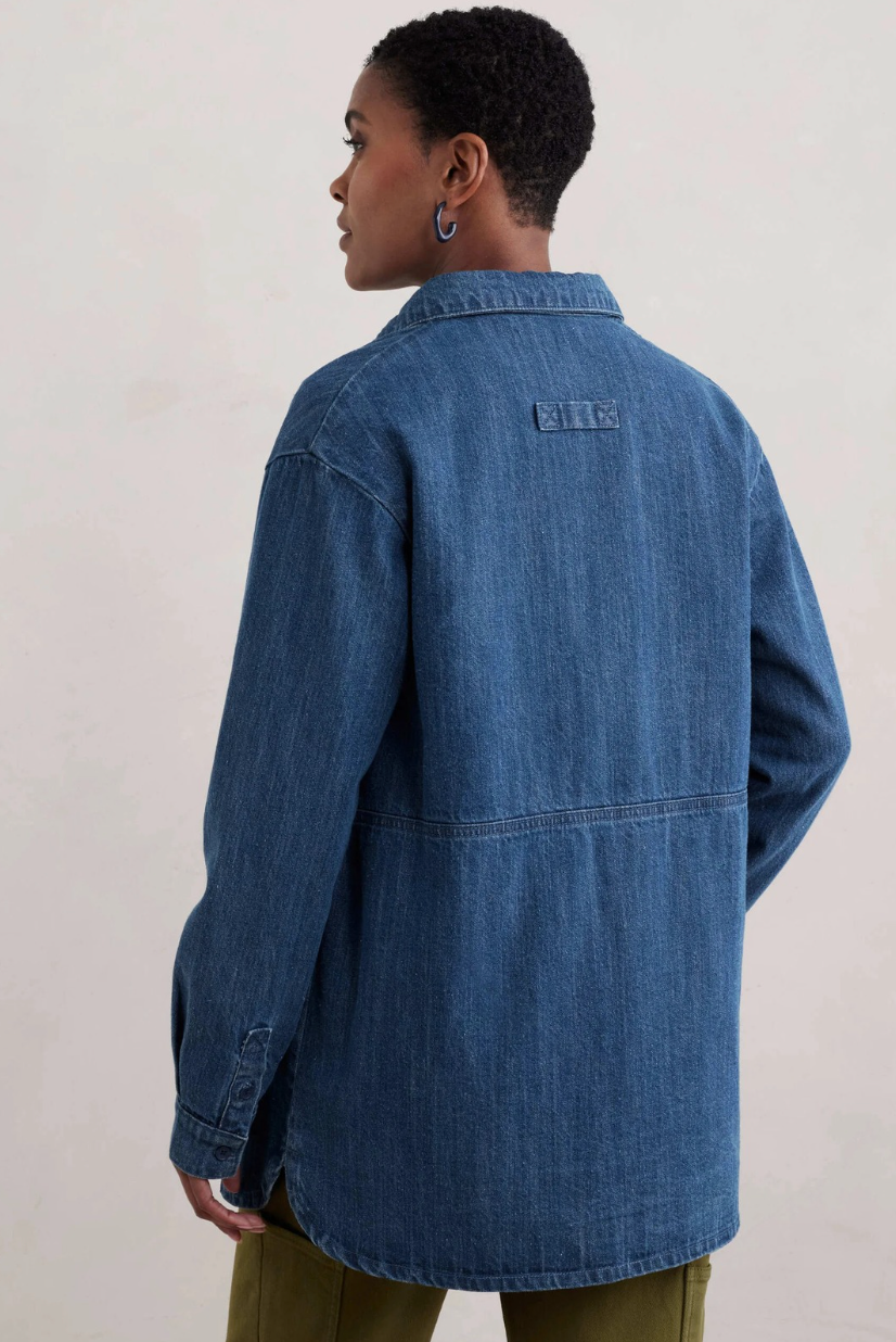 Seasalt Cornwall Starboard Shirt in Mid Wash Rain Slub