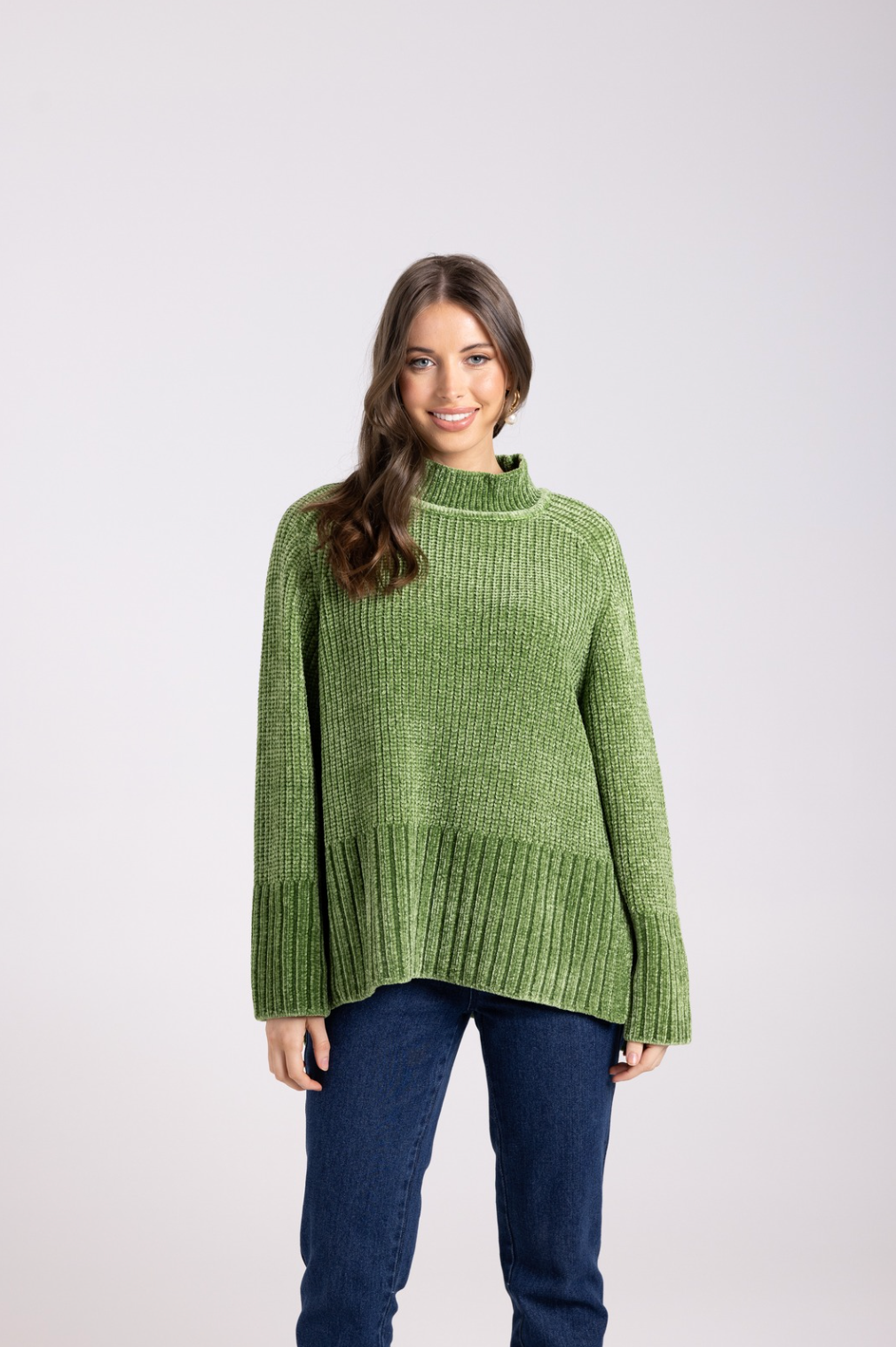 Two-T's Clothing Chenille Sweater in Kiwi Green