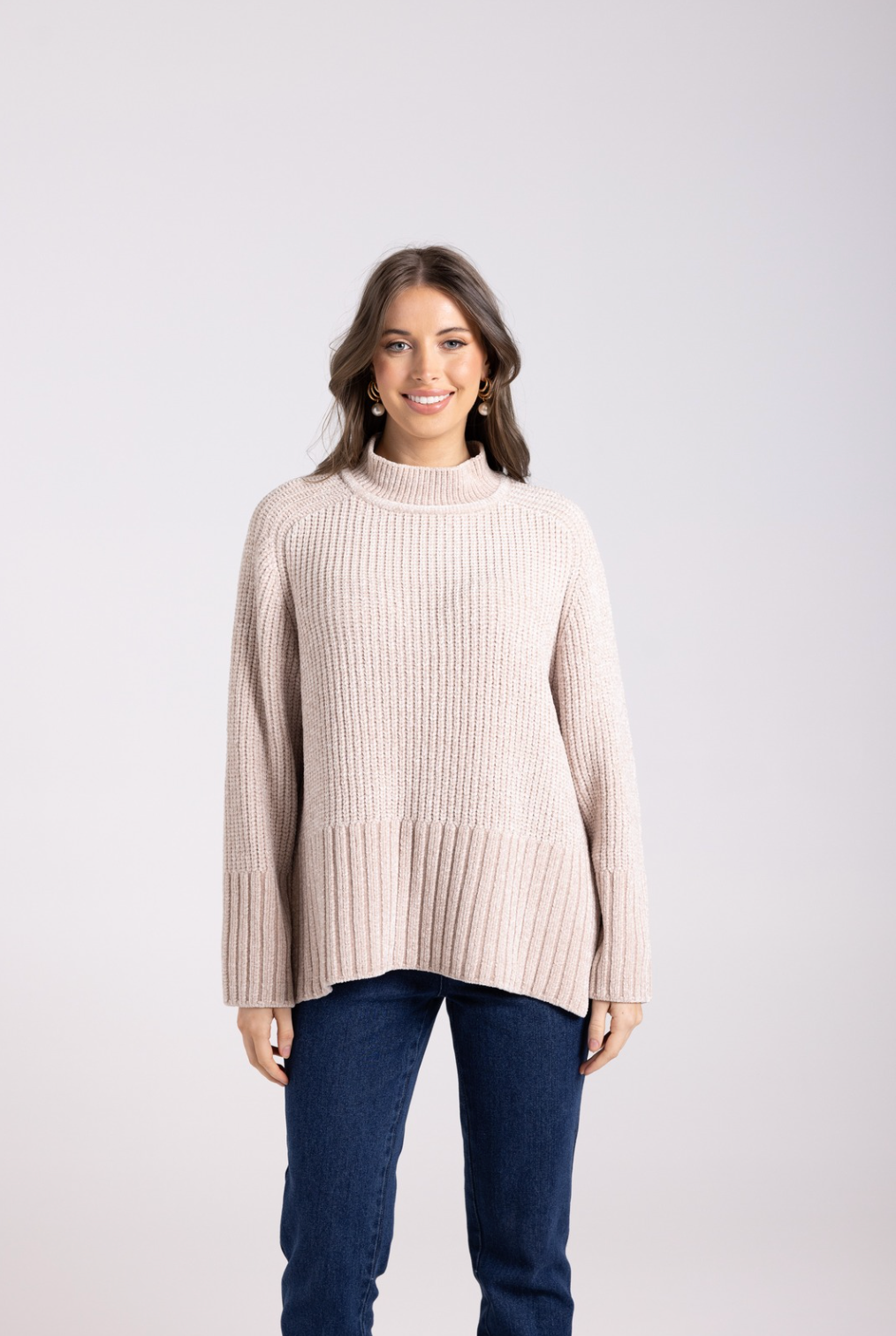 Two-T's Clothing Chenille sweater in Latte