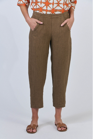 Naturals by O & J 7/8 Linen Pant in Tobacco Plain