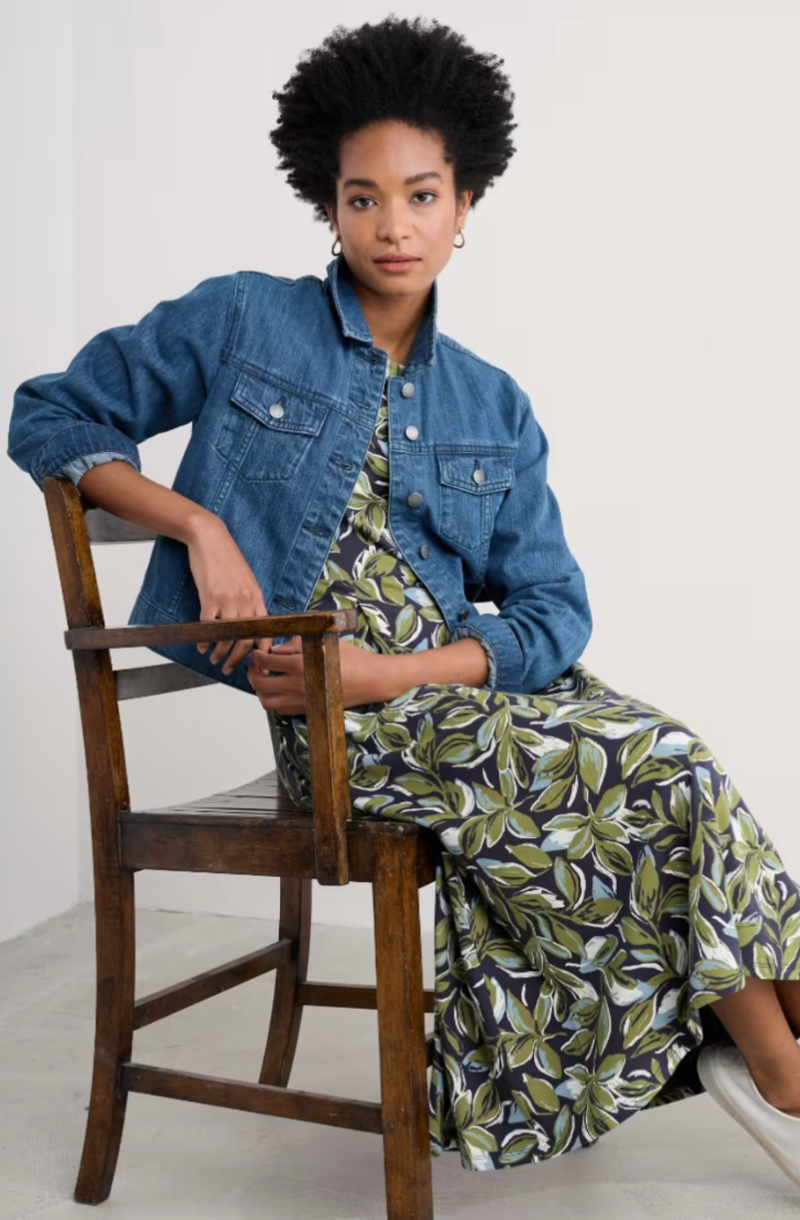 Seasalt Cornwall Levan Well Jacket in Mid Wash Rain Slub