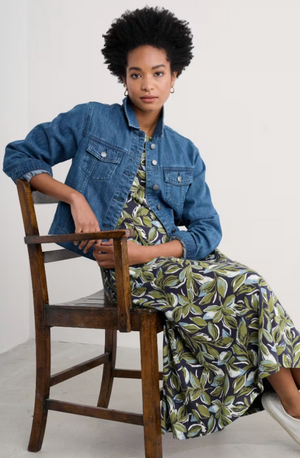 Seasalt Cornwall Levan Well Jacket in Mid Wash Rain Slub