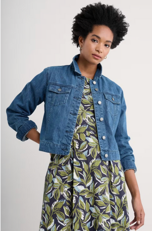 Seasalt Cornwall Levan Well Jacket in Mid Wash Rain Slub