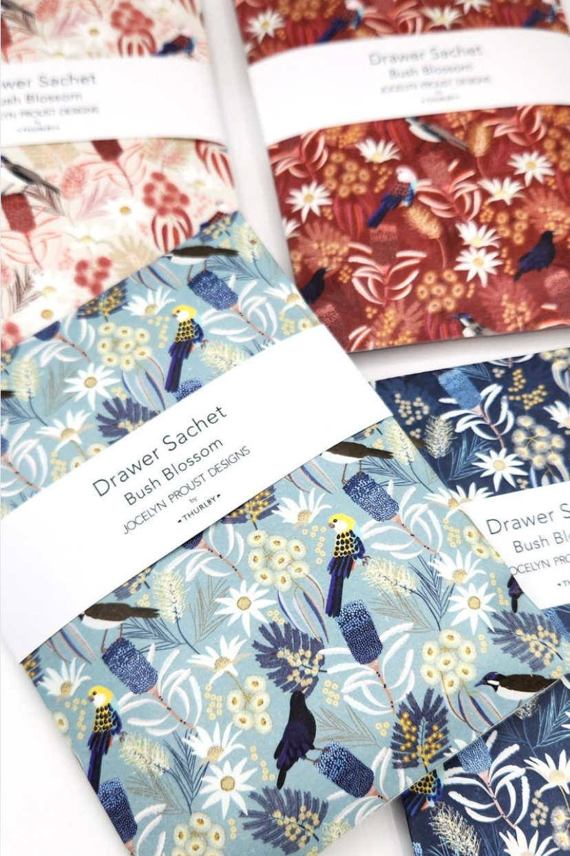 Thurlby Herb Farm Jocelyn Proust Designs Moonlight Birds Drawer Satchel in Bush Blossom