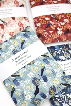 Thurlby Herb Farm Jocelyn Proust Designs Moonlight Birds Drawer Satchel in Bush Blossom