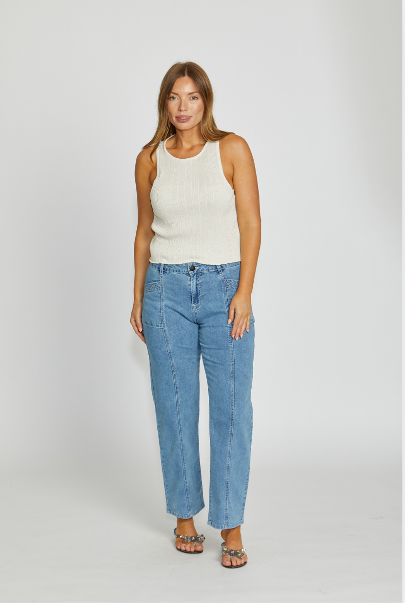 New London Jeans Holborn Straight Leg Ankle Length Jean in Light Wash