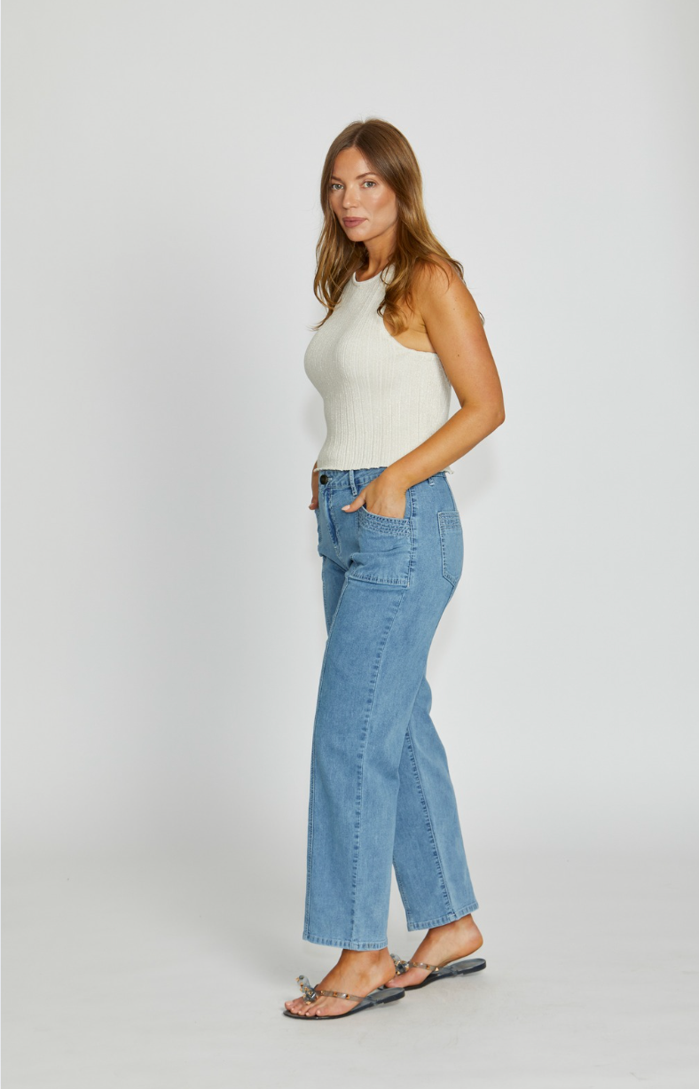 New London Jeans Holborn Straight Leg Ankle Length Jean in Light Wash