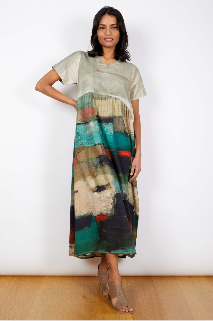 JJ Sisters Ayers Dress in Multi Sage