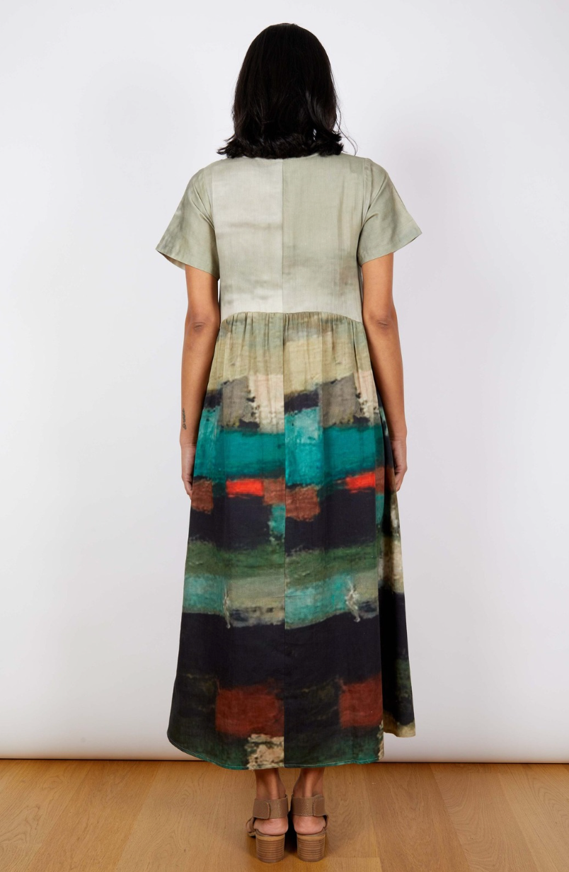 JJ Sisters Ayers Dress in Multi Sage