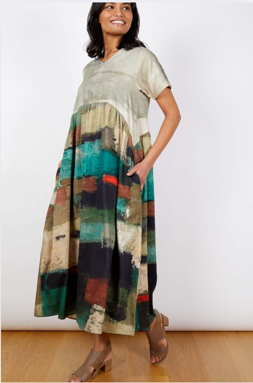 JJ Sisters Ayers Dress in Multi Sage