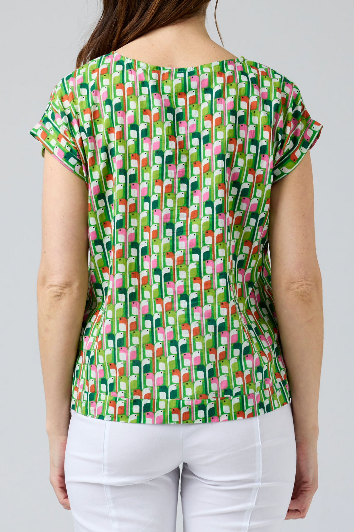 CAKE Vicky Round Neck Cotton Top in Birdie