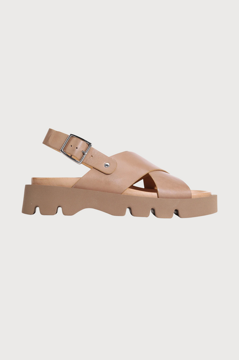 EOS Footwear Monnis Sandals in Taupe Leather