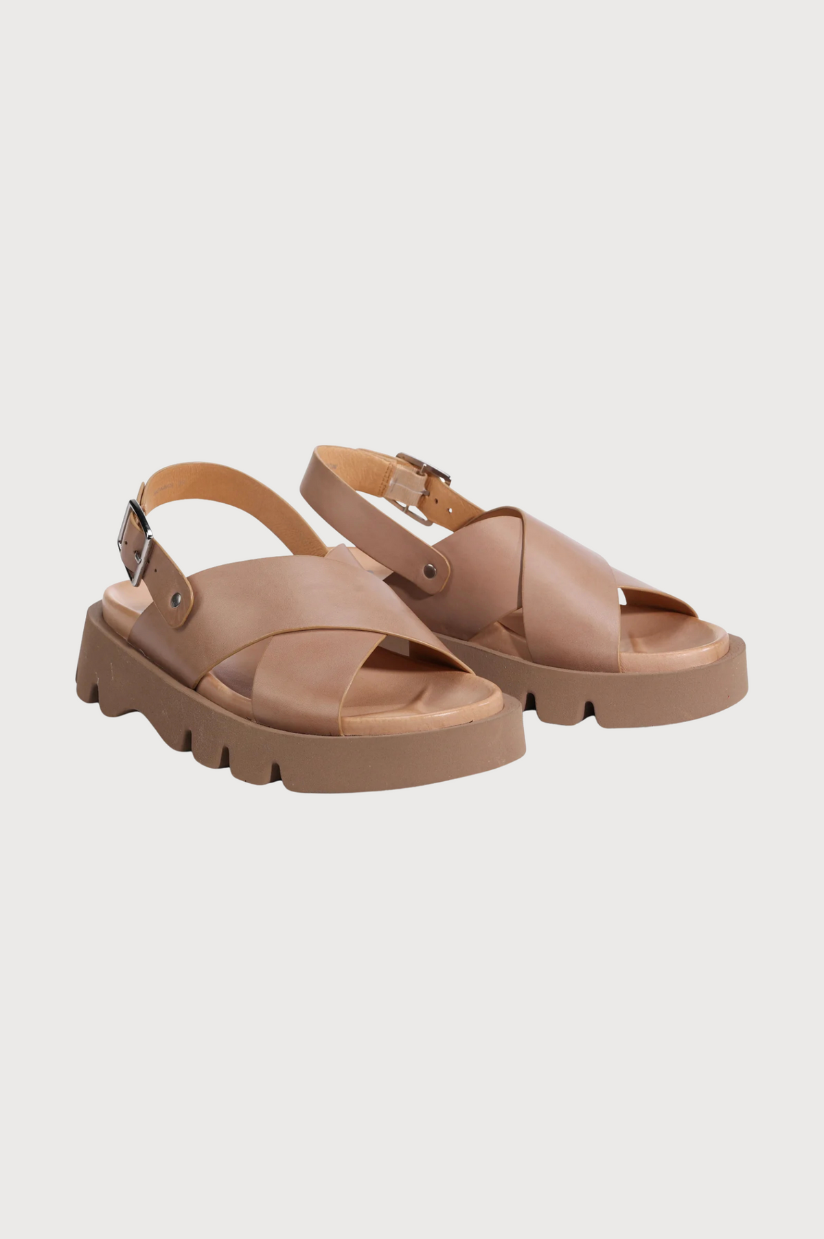 EOS Footwear Monnis Sandals in Taupe Leather