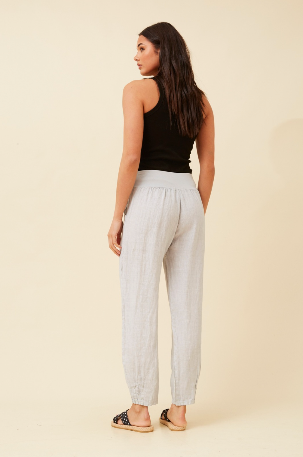 Bottega Moda Linen Pant in Perla Silver