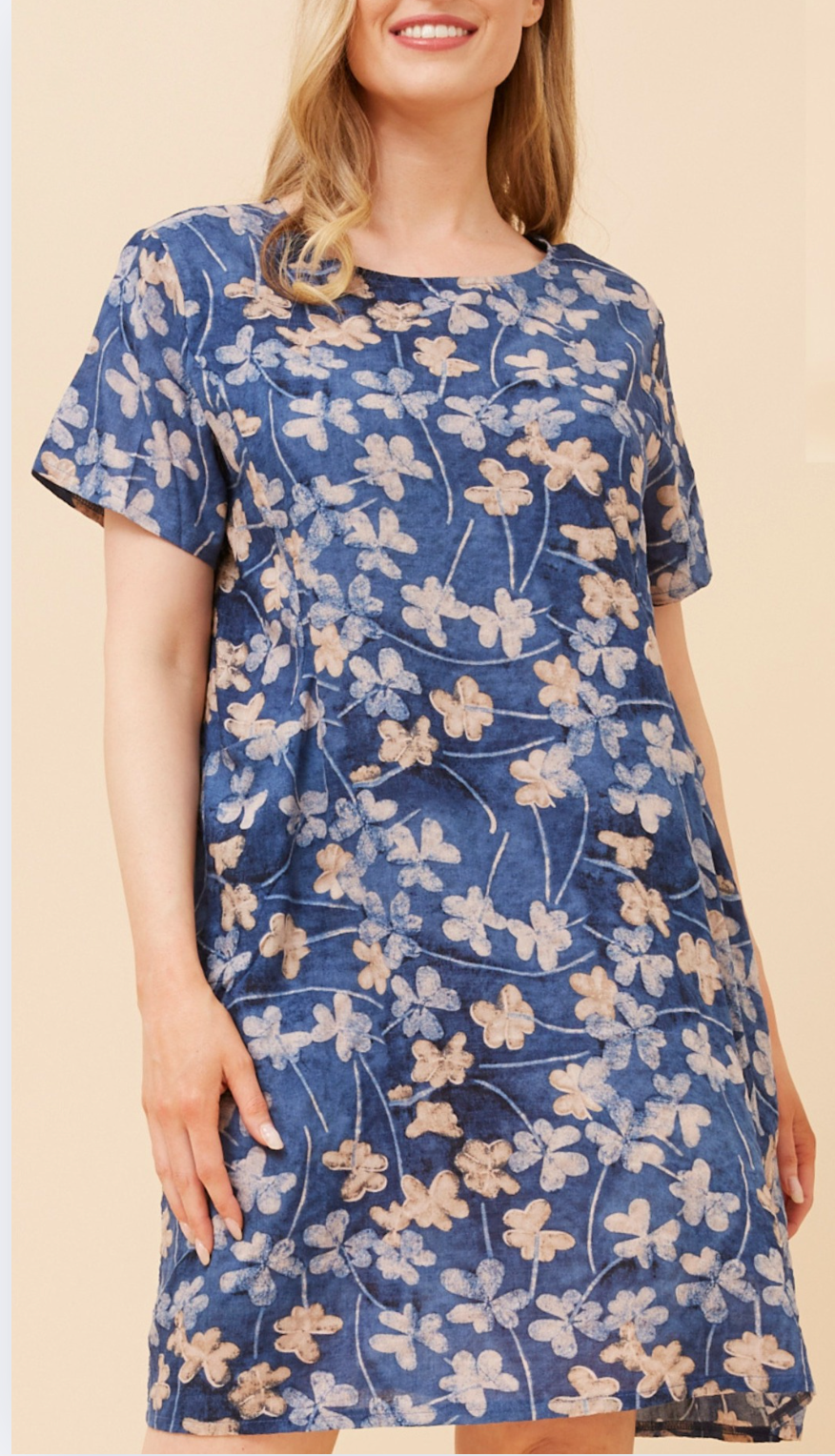 Caroline Morgan Printed Sundress in Blues