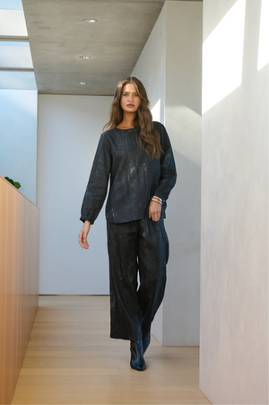 Naturals by O & J Linen Pant in Moonbeam Print