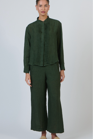 Naturals by O & J Linen Pintuck Shirt in Myrtle